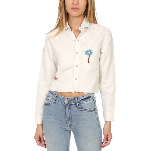 new Mother ✦ Frenchie Fray Super Lover ✦ Patchwork Button Down Shirt ✦ Natural - Picture 10 of 15